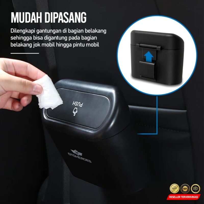 OTOHEROES Tempat Sampah Mobil Trash Bin Pressing Type - Black [MRH2] - Image 5