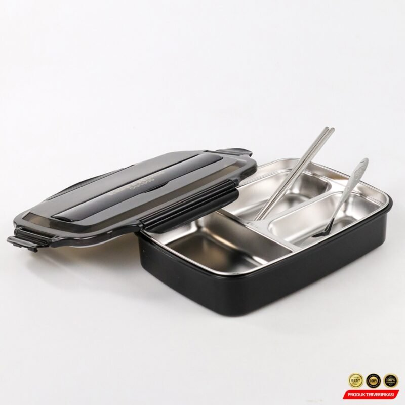 TaffHOME Kotak Makan Lunch Box Stainless Steel 3 Grid 1L – [MRH2] - Image 3