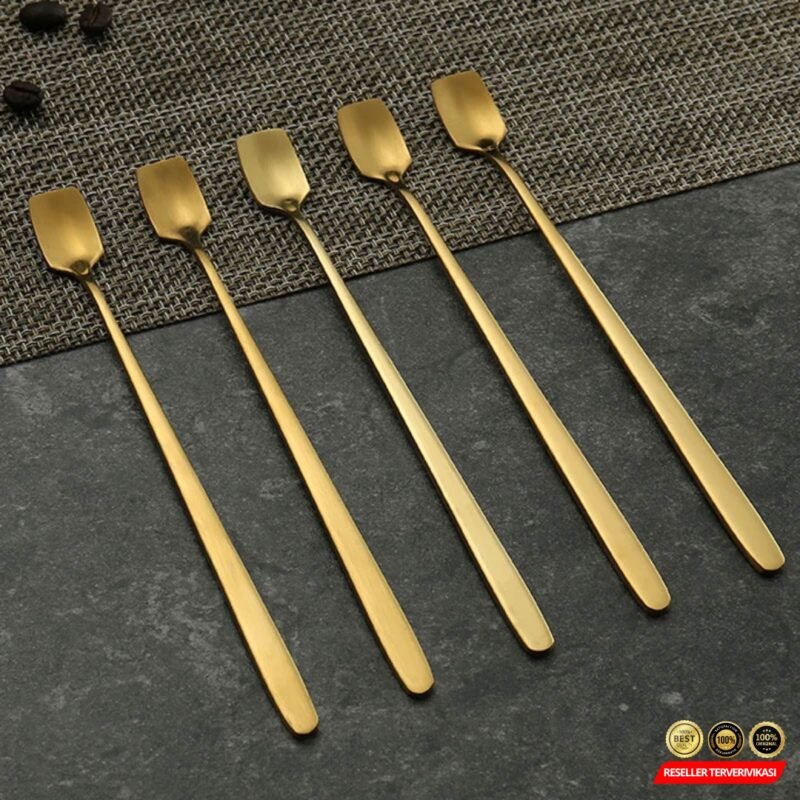 Urijk Sendok Teh Gagang Panjang Long Tea Spoon Stainless Steel 14.7cm - Golden [MRH2] - Image 6