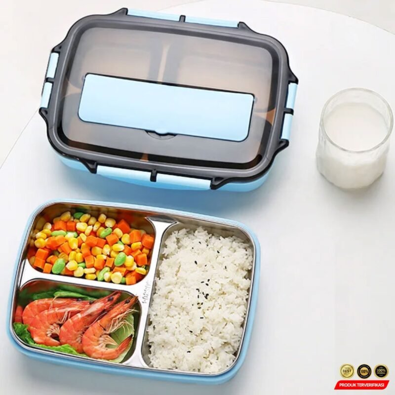 TaffHOME Kotak Makan Lunch Box Stainless Steel 3 Grid 1L – [MRH2] - Image 6