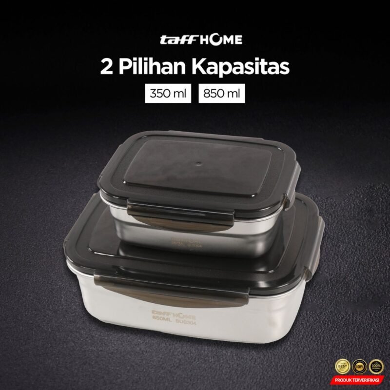 TaffHOME Kotak Makan Anti Tumpah Lunch Box Stainless Steel – [MRH2] - Image 4
