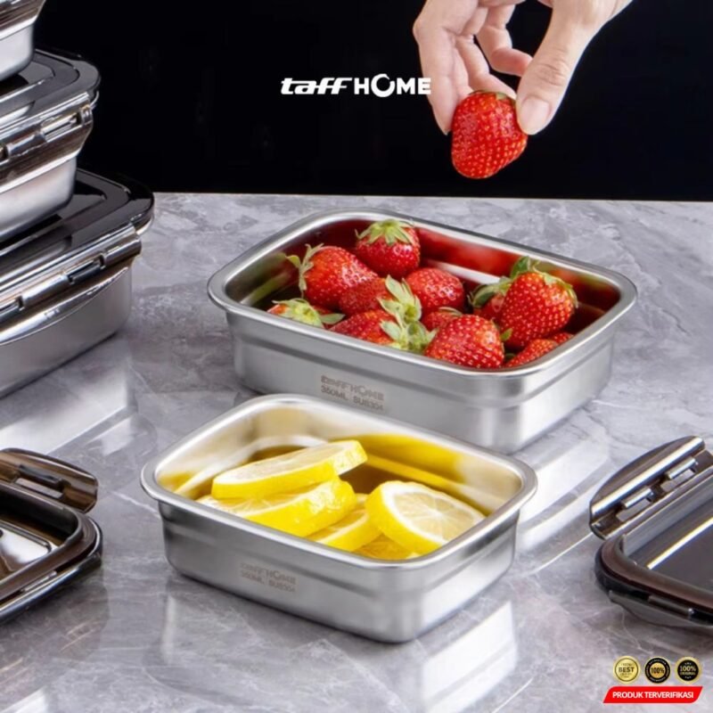 TaffHOME Kotak Makan Anti Tumpah Lunch Box Stainless Steel – [MRH2] - Image 7