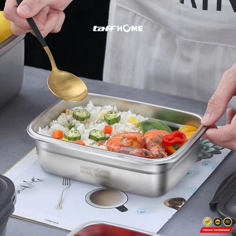 TaffHOME Kotak Makan Anti Tumpah Lunch Box Stainless Steel – [MRH2] - Image 8