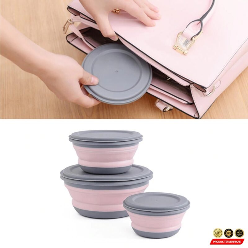 LORV Kotak Makan Lunch Box 3in1 Foldable Silicone – [MRH2] - Image 3