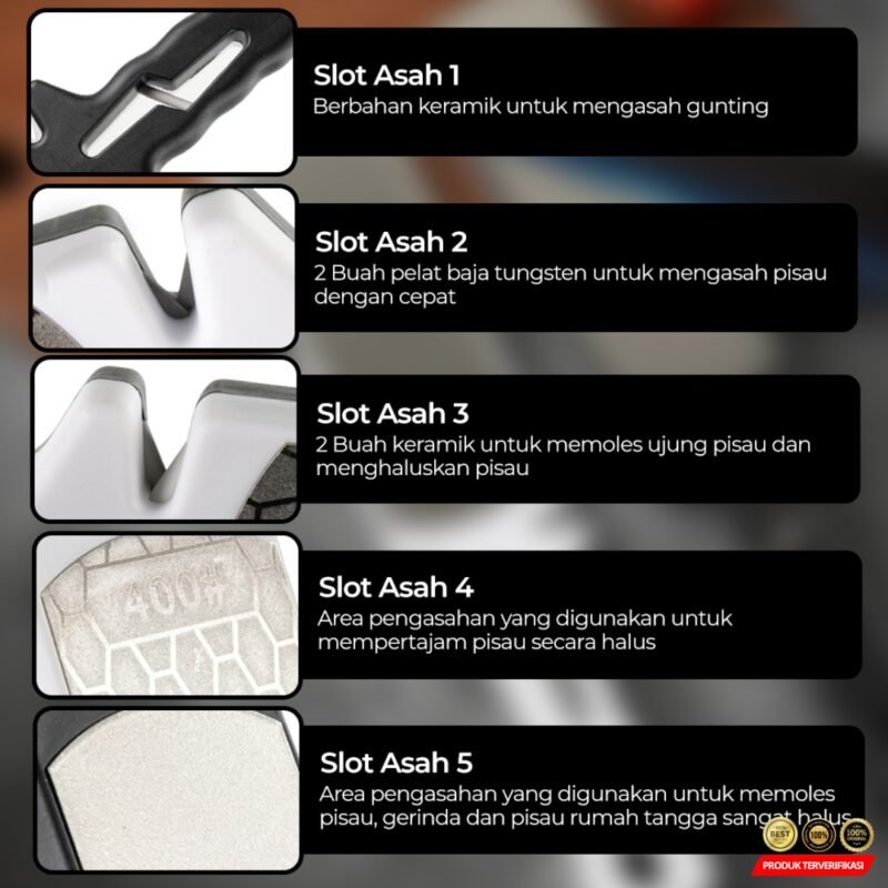 HCK Pengasah Pisau 5in1 Double Side Diamond Sharpening Knife – [MRH2] - Image 7