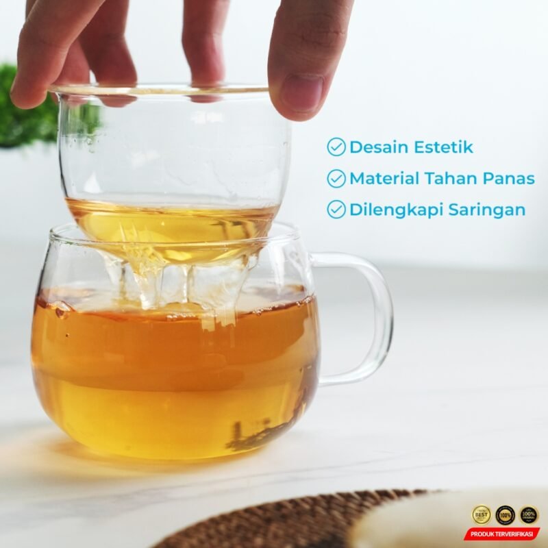 Cangkir Teh Saringan Kaca