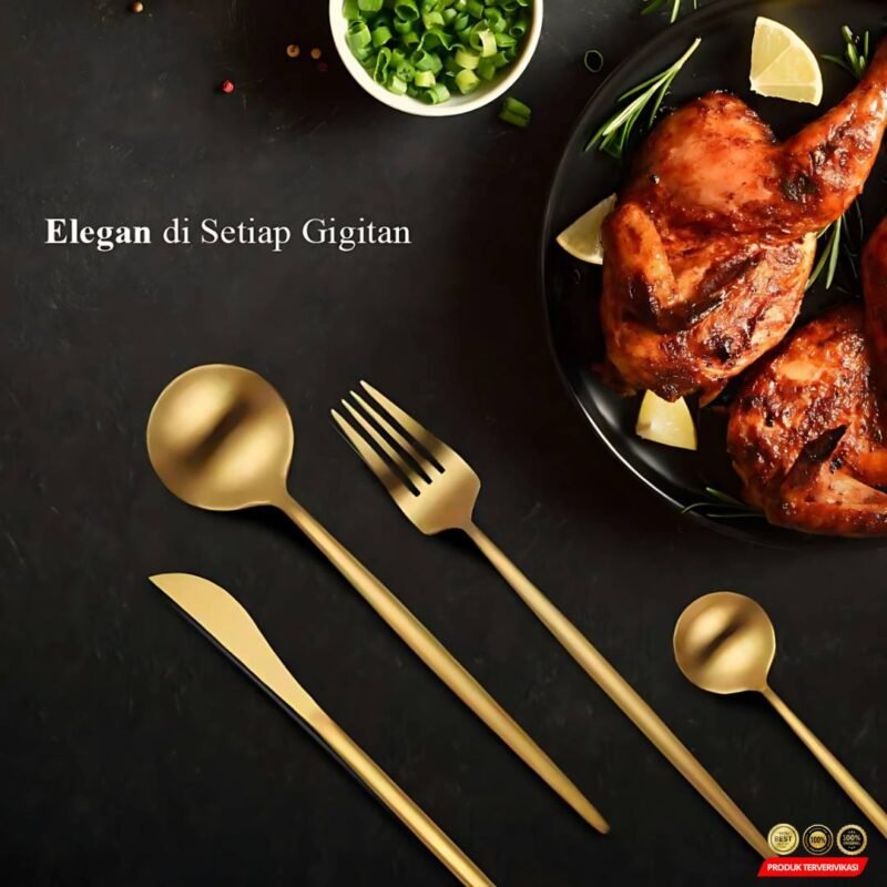 YUSANHAO Set Alat Makan Perlengkapan Sendok Garpu Pisau Cutlery 24 PCS - [MRH1] - Image 3