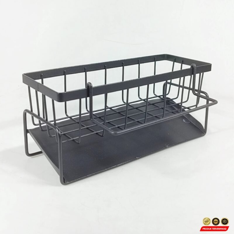 Sundries Rak Wastafel Sabun Cuci Piring Sink Drain Rack Carbon Steel - Black [MRH2] - Image 3