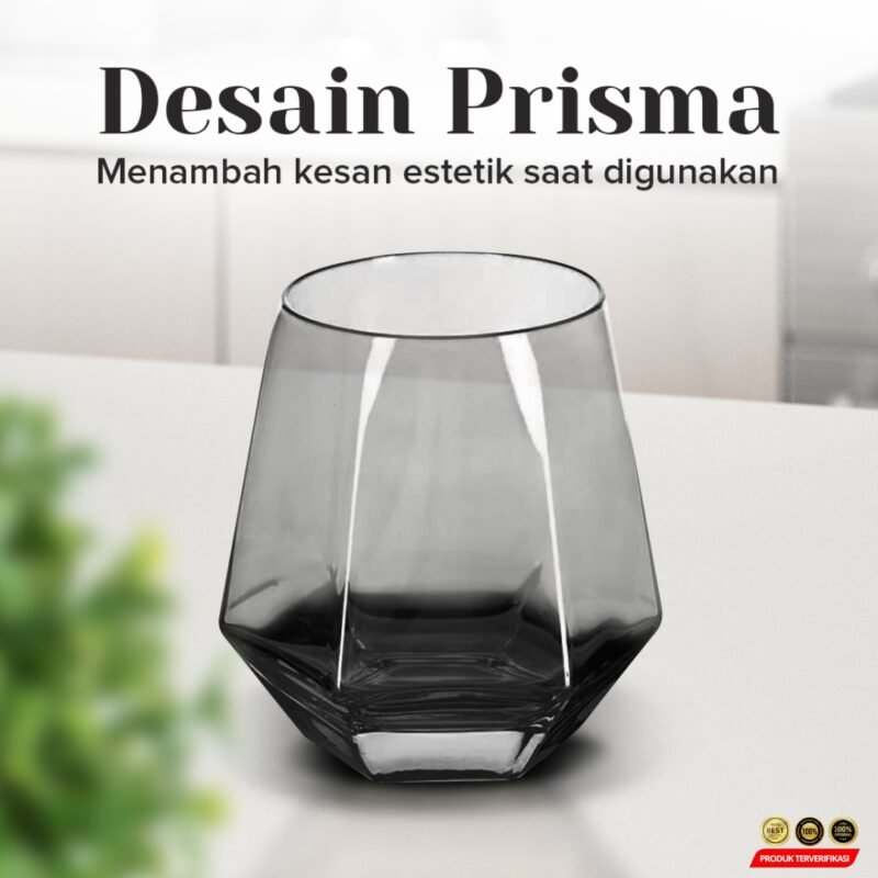 One Two Cups Gelas Kaca Aesthetic Kopi Teh Diamond Crystal Glass 310ml - [MRH2] - Image 4