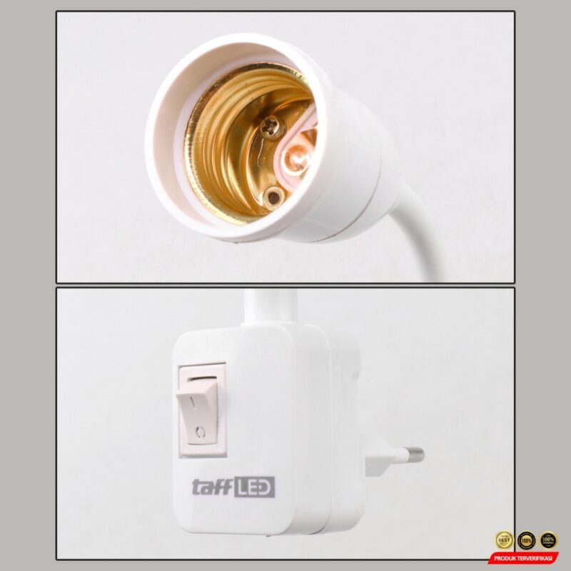 TaffLED Fitting Lampu Bohlam LED EU Plug 220V 25A E27 with Switch - White - [MRH2] - Image 4