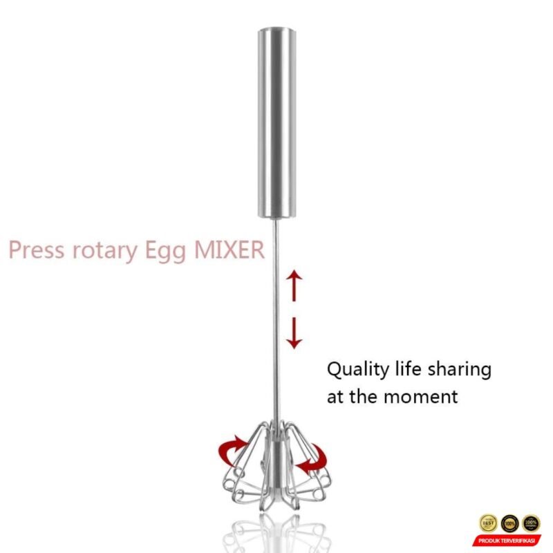 ZHEGW Hand Mixer Mini Semi Otomatis Pengocok Telur Whisk Foamer - Silver - [MRH2] - Image 4