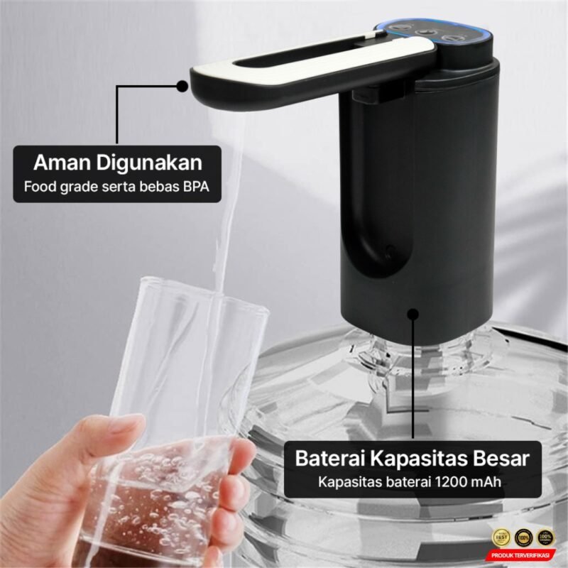 Pompa Air Galon Elektrik Foldable LED Three Key 1200mAh - Image 4