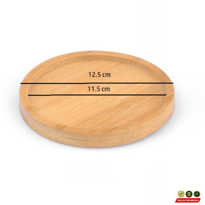 WITUSE Alas Tatakan Pot Tanaman Gelas Bamboo Tray Circle 12.5cm 1 PCS - Brown - [MRH2] - Image 5