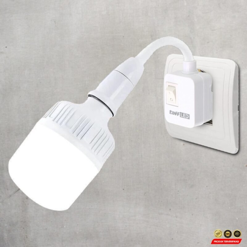 TaffLED Fitting Lampu Bohlam LED EU Plug 220V 25A E27 with Switch - White - [MRH2] - Image 5