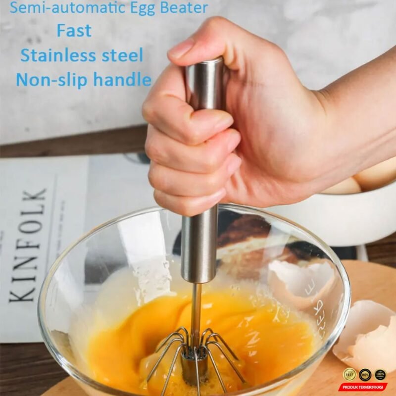 ZHEGW Hand Mixer Mini Semi Otomatis Pengocok Telur Whisk Foamer - Silver - [MRH2] - Image 5