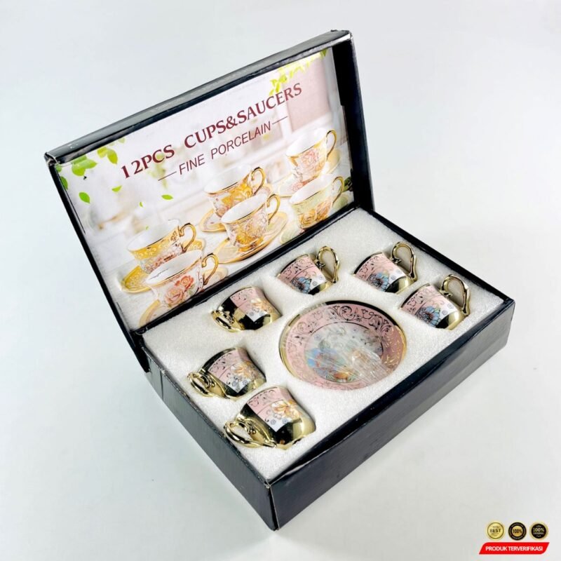 SUNFILI Set Cangkir Kopi Keramik 6in1 European Style Coffee Cup 80ml -Color [MRH2] - Image 3