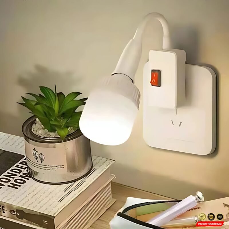 TaffLED Fitting Lampu Bohlam LED EU Plug 220V 25A E27 with Switch - White - [MRH2] - Image 6