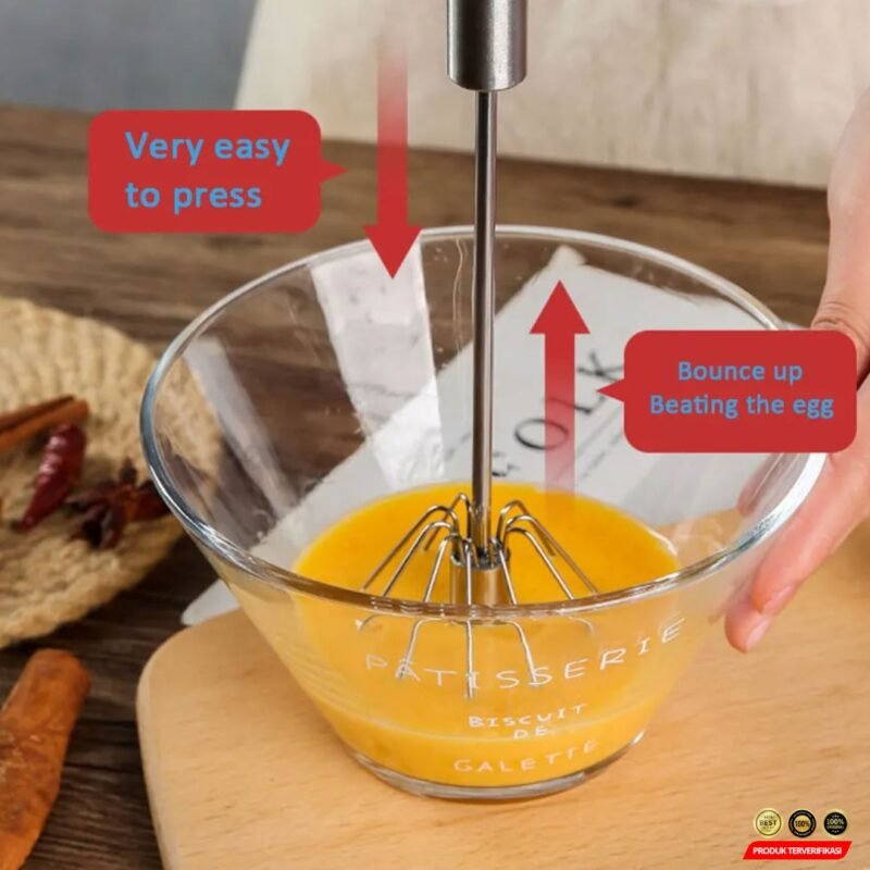 ZHEGW Hand Mixer Mini Semi Otomatis Pengocok Telur Whisk Foamer - Silver - [MRH2] - Image 6