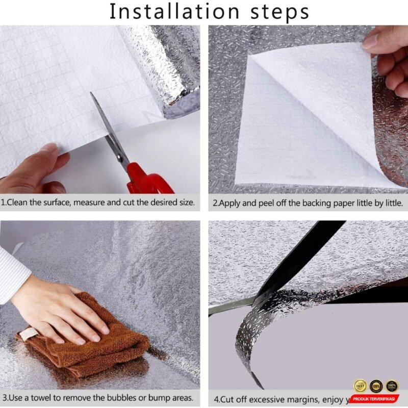 AWOO Sticker Wallpaper Aluminium Foil Anti Minyak Waterproof 100x60cm - [MRH2] - Image 4