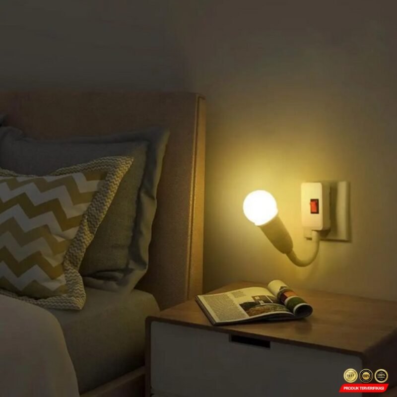 TaffLED Fitting Lampu Bohlam LED EU Plug 220V 25A E27 with Switch - White - [MRH2] - Image 7