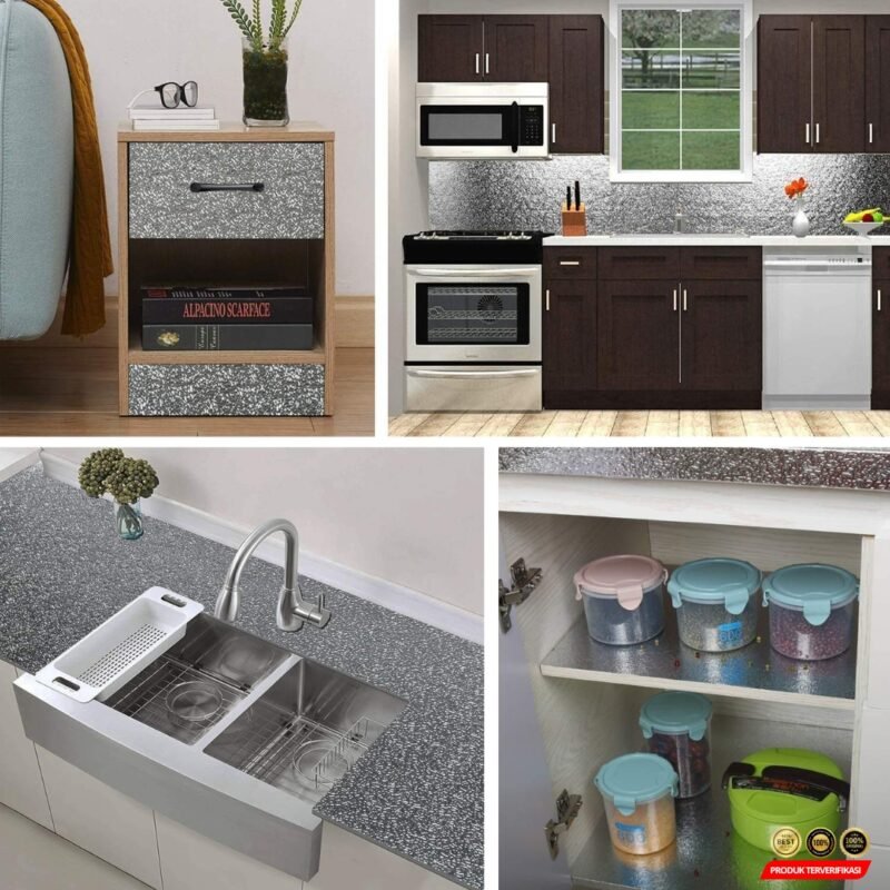 AWOO Sticker Wallpaper Aluminium Foil Anti Minyak Waterproof 100x60cm - [MRH2] - Image 3