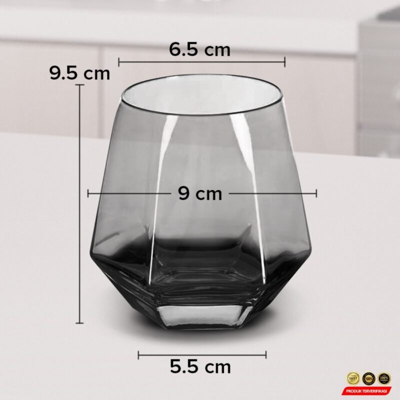 One Two Cups Gelas Kaca Aesthetic Kopi Teh Diamond Crystal Glass 310ml - [MRH2] - Image 8