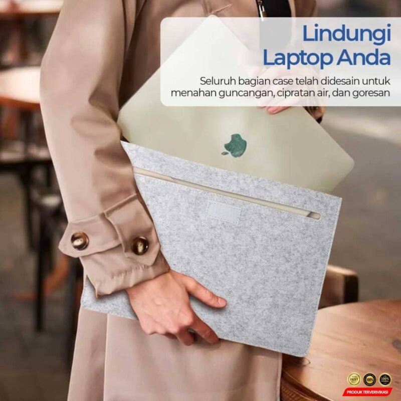 Rhodey Sleeve Case Laptop Macbook Felt with Pouch - [LIGHT GRAY] - [14"] - [MRH1] - Image 4