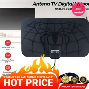 Antena TV Digital Indoor DVB-T2 25dB Spider Jack Male Plug - Hitam - [MRH1]