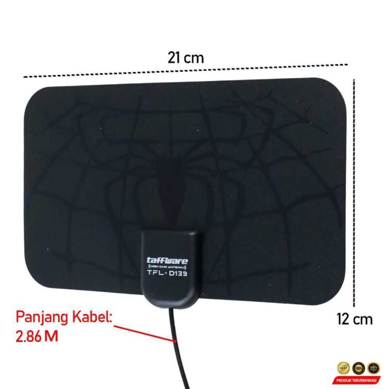 Antena TV Digital Indoor DVB-T2 25dB Spider Jack Male Plug - Hitam - [MRH1]