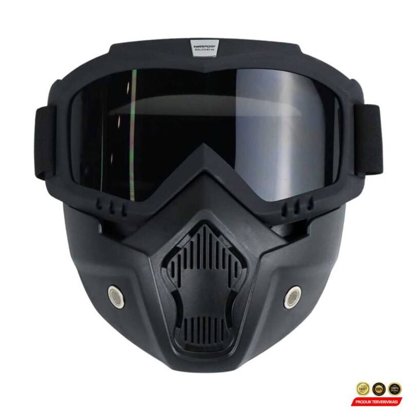 Kacamata Goggles Mask Motor Retro Windproof - Hitam/Abu - [MRH1]