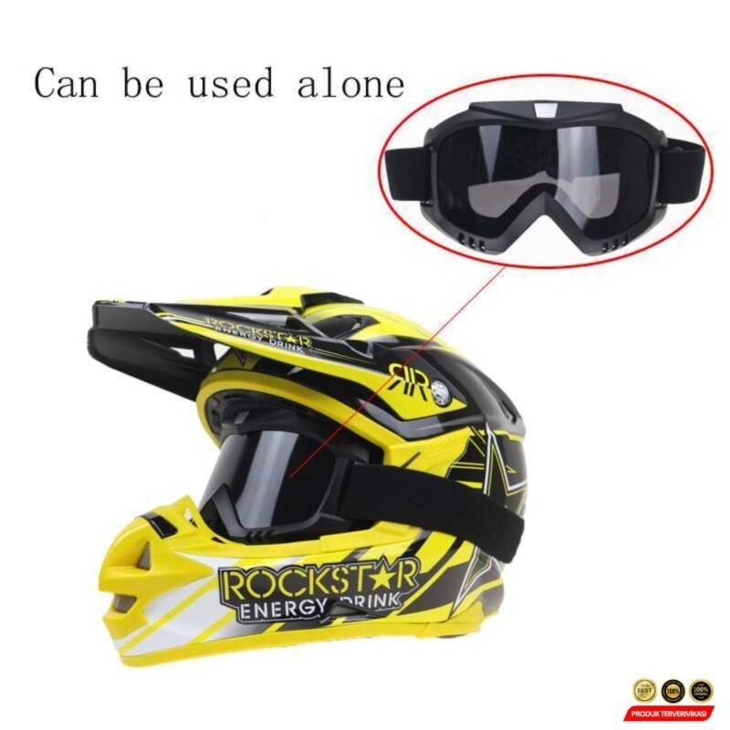 Kacamata Goggles Mask Motor Retro Windproof - Hitam/Abu - [MRH1]