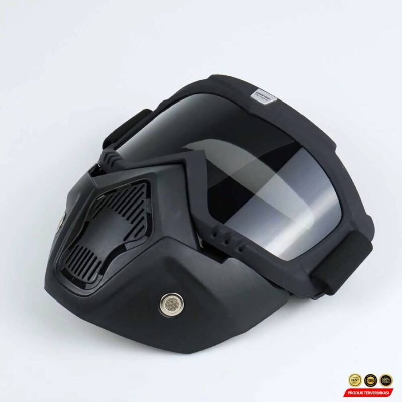 Kacamata Goggles Mask Motor Retro Windproof - Hitam/Abu - [MRH1]