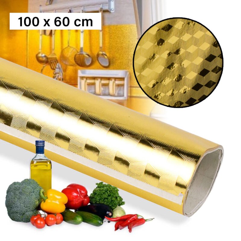 Sticker Wallpaper Aluminium Foil Anti Minyak Waterproof 100x60cm
