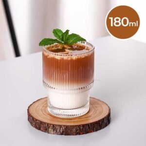 Gelas Kaca Aesthetic Kopi Teh Stripe Origami Glass