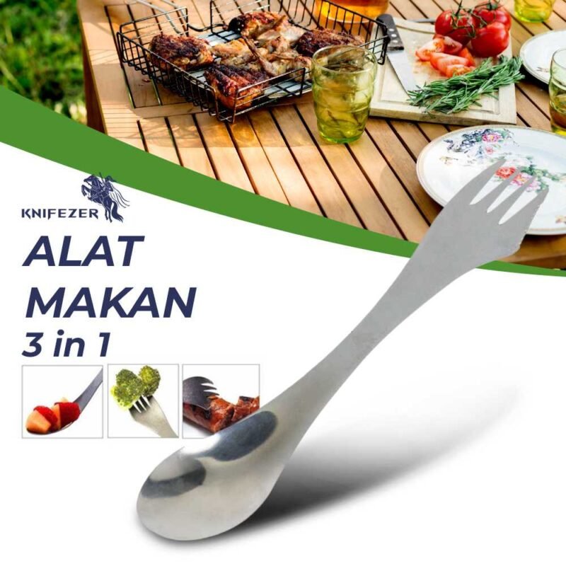 3 in 1 Sendok Garpu Pisau Stainless Steel