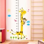 NieNie Sticker Wallpaper Dinding Cartoon Giraffe Ruler 50cm x 70cm