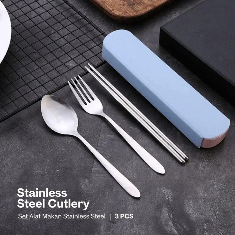 Set Alat Makan Sendok Garpu Sumpit Stainless Steel Cutlery