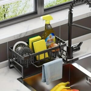 Rak Wastafel Sabun Cuci Piring Sink Drain Rack Carbon Steel - Black