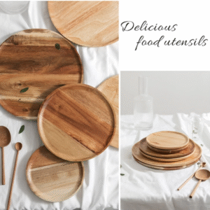 Piring Kayu Bulat Acacia Japanese Dessert Plate