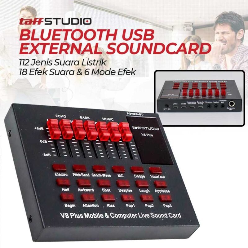 Sound Card Bluetooth USB External Live Mic Headset