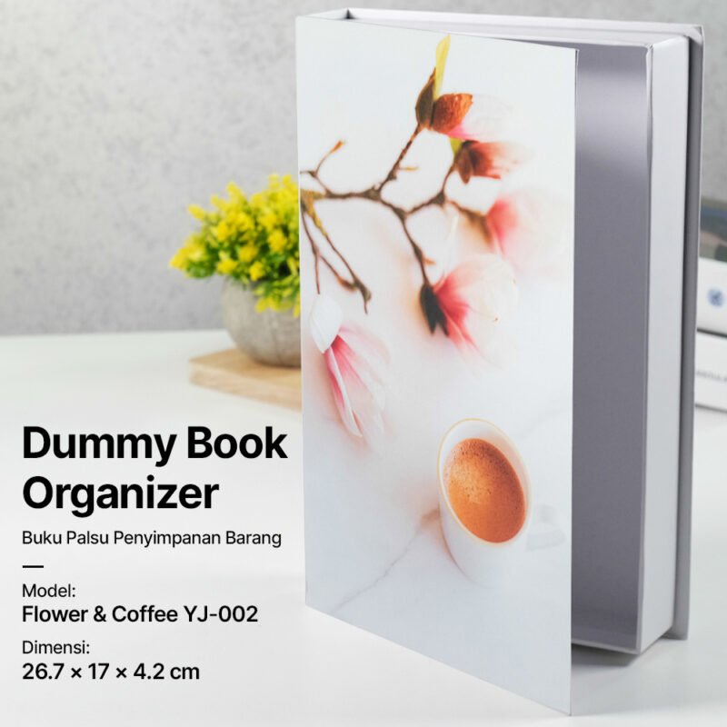 Buku Pajangan Palsu Penyimpanan Barang Dummy Book Organizer Flower Coffee - Multi-Color