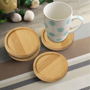 Alas Tatakan Pot Tanaman Gelas Bamboo Tray Circle 12.5cm 1 PCS - Brown