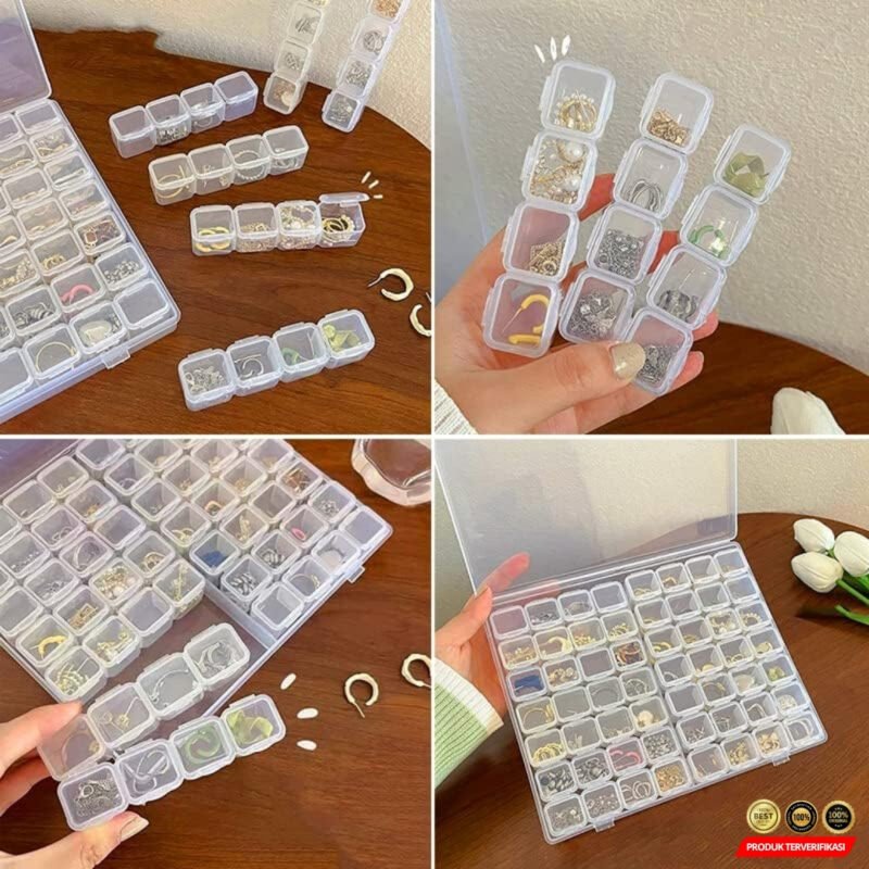 Kotak Perhiasan Aksesoris Plastic Storage Jewelry Box 56 Grid - [MRH2] - Image 7
