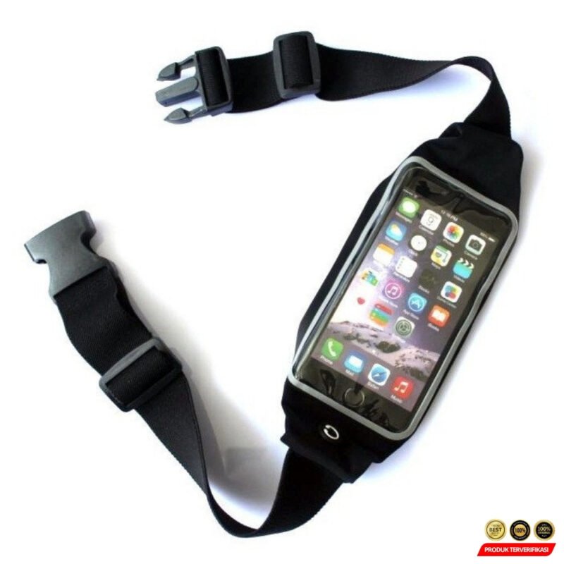 Tas Pinggang Olahraga Lari Slot Smartphone Running Waist Bag - Black - Image 2
