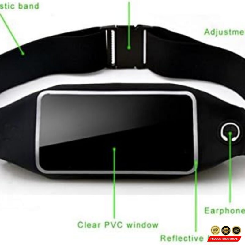 Tas Pinggang Olahraga Lari Slot Smartphone Running Waist Bag - Black - Image 5