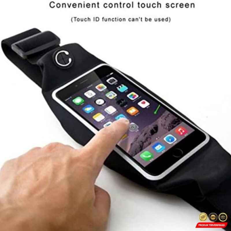 Tas Pinggang Olahraga Lari Slot Smartphone Running Waist Bag - Black - Image 7