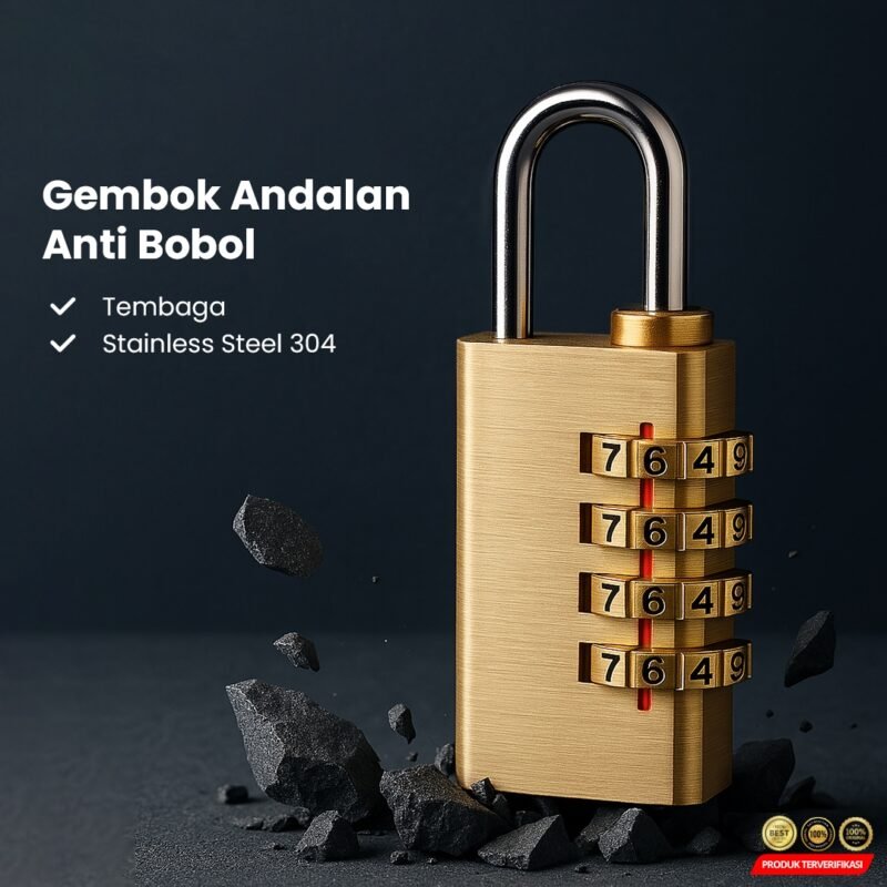 KAK Gembok Koper Padlock 4 Digit Combination Solid Brass - [MRH2] - Image 4