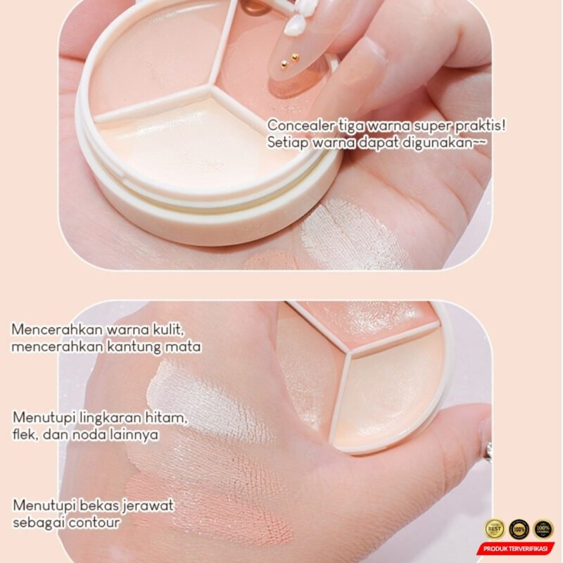 Three Color Concealer Krim Padat 3 Warna Color Corrector Cream - Image 3