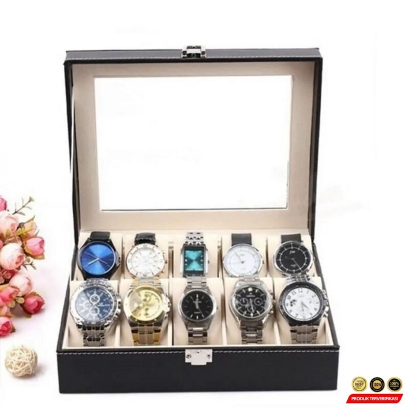 Rhodey Kotak Jam Tangan Luxury Elegant Watch Box PU Leather 10 Slot - [MRH2] - Image 6