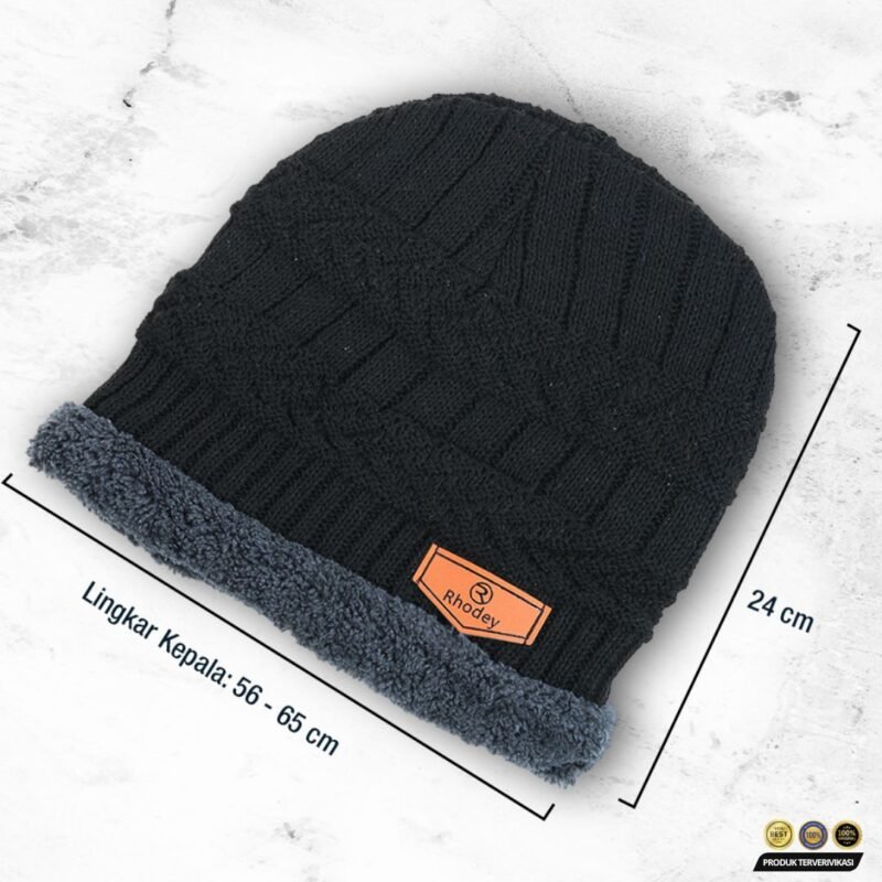 Rhodey Topi Kupluk Rajut Pria Wanita Poliester Winter Beanie Hat - [MRH1] - Image 10